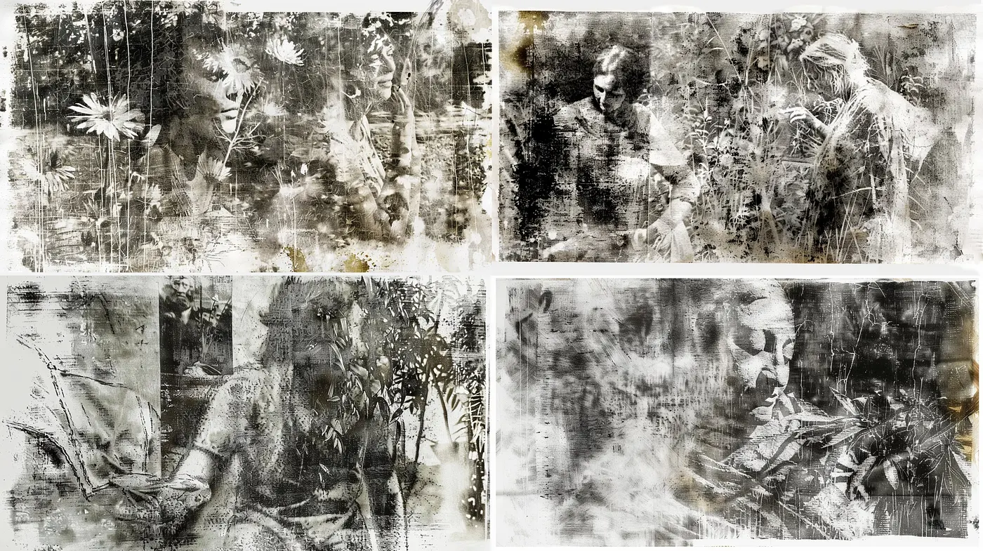 Ethereal Grayscale Dreamscapes: A Fusion of Photographic Memory and Painterly Abstraction - Midjourney sref style