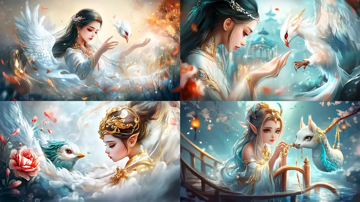 Ethereal Grace of Mythical Encounters in Pastel Dreamscape - Midjourney sref style