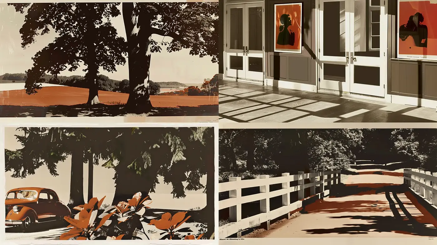 Retro-Sepia Mid-Century Modern Artistic Series - Midjourney sref style