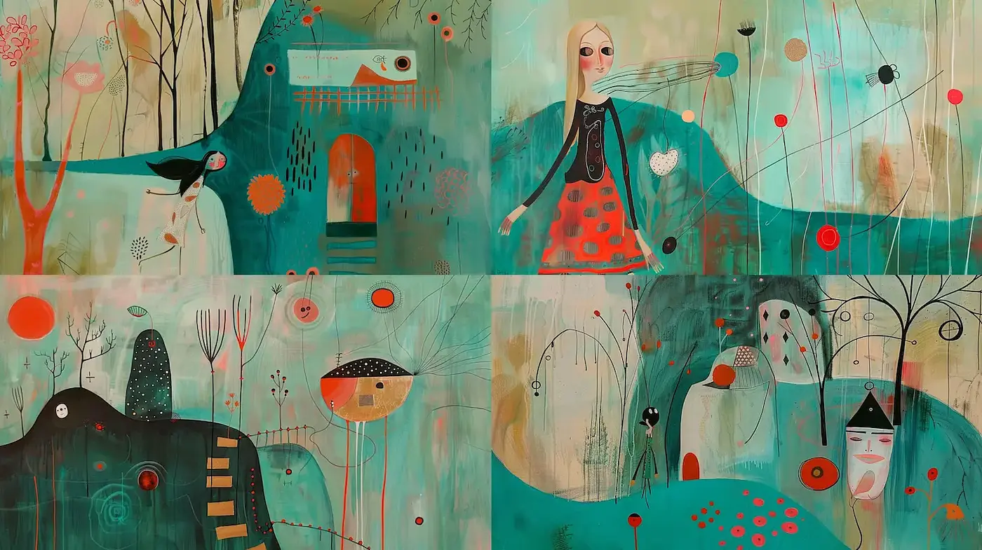 Whimsical and Vibrant Illustrations with a Touch of Surrealism - Midjourney sref style
