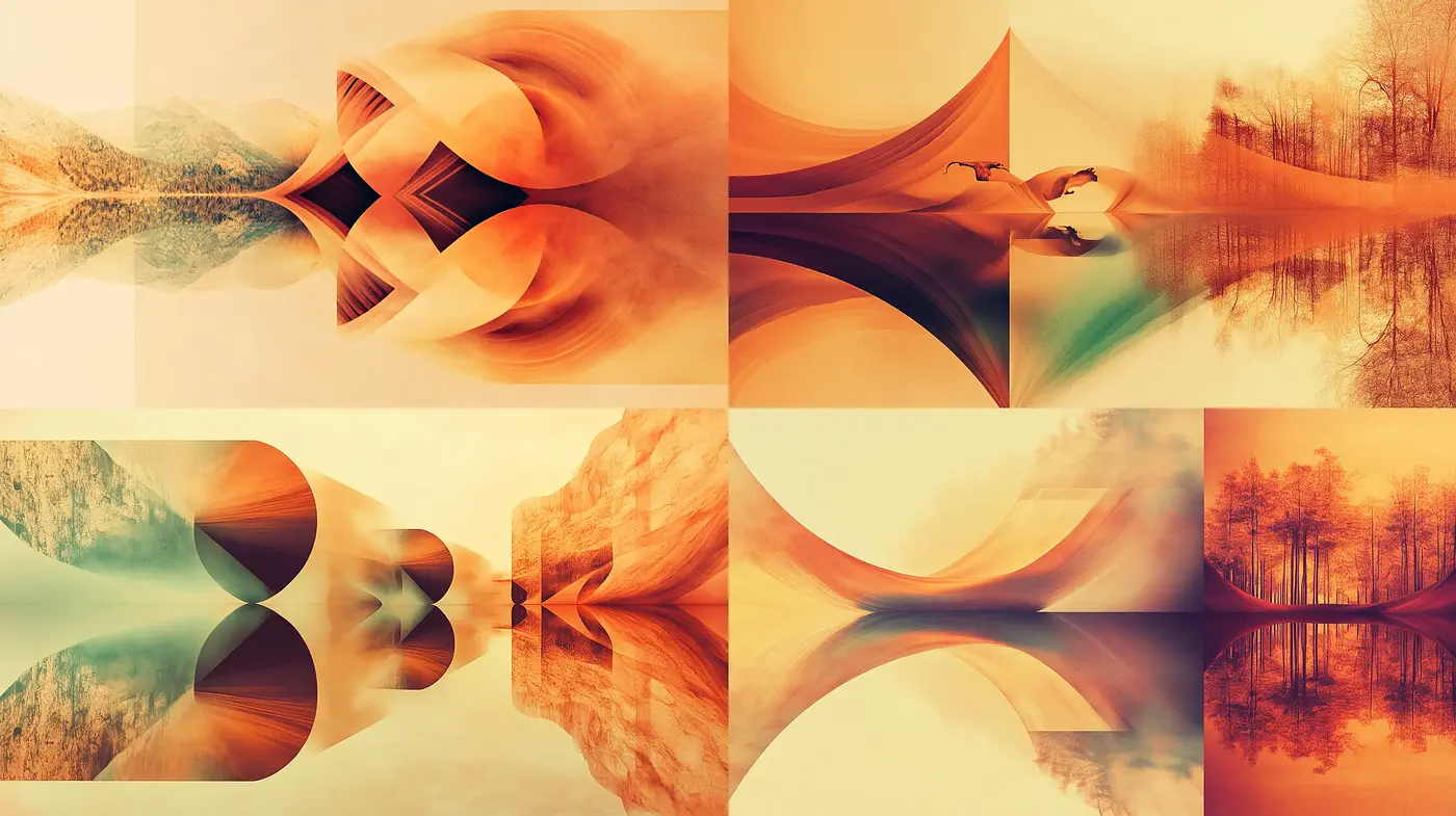 Amber-Toned Abstract Harmonies and Consistent Shapes - Midjourney sref style