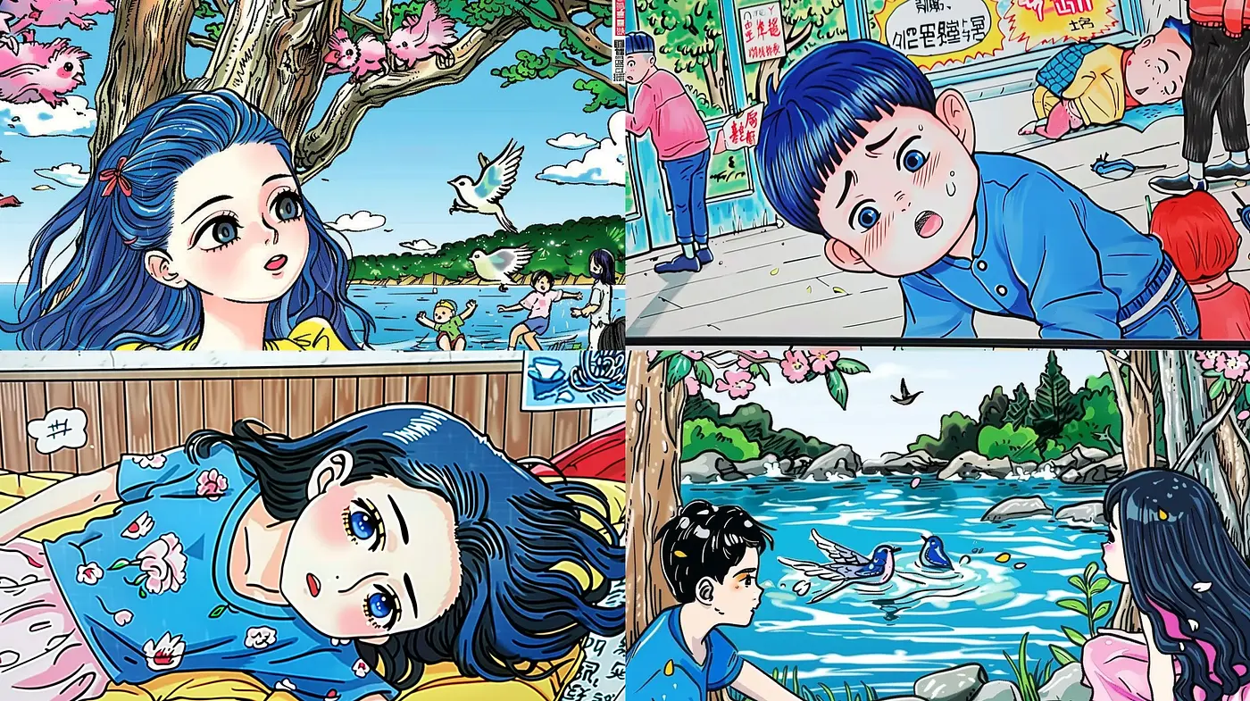 Serene and Vibrant Manga-Inspired Vignettes - Midjourney sref style