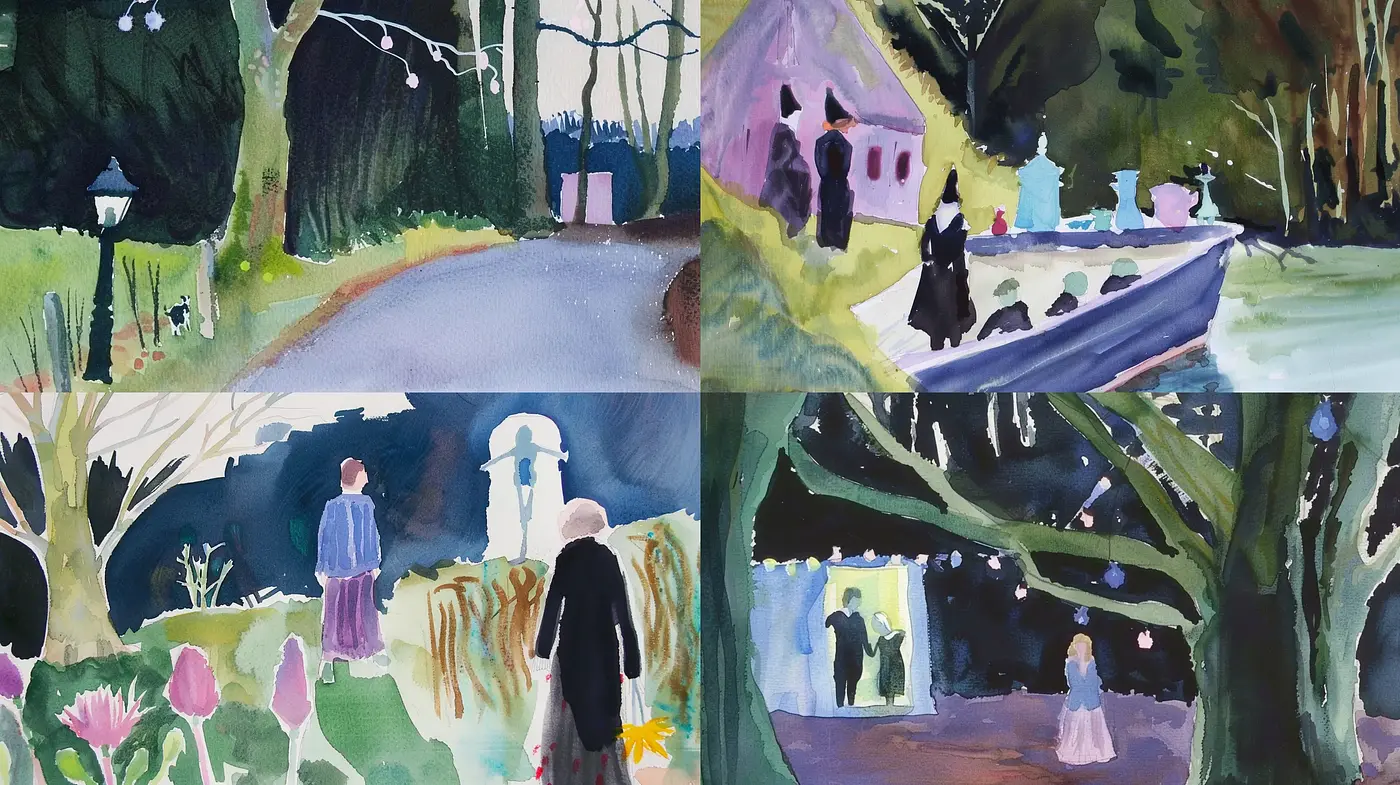 Brushstrokes of Nostalgia: An Ode to Twilight Tones and Pastoral Scenes - Midjourney sref style