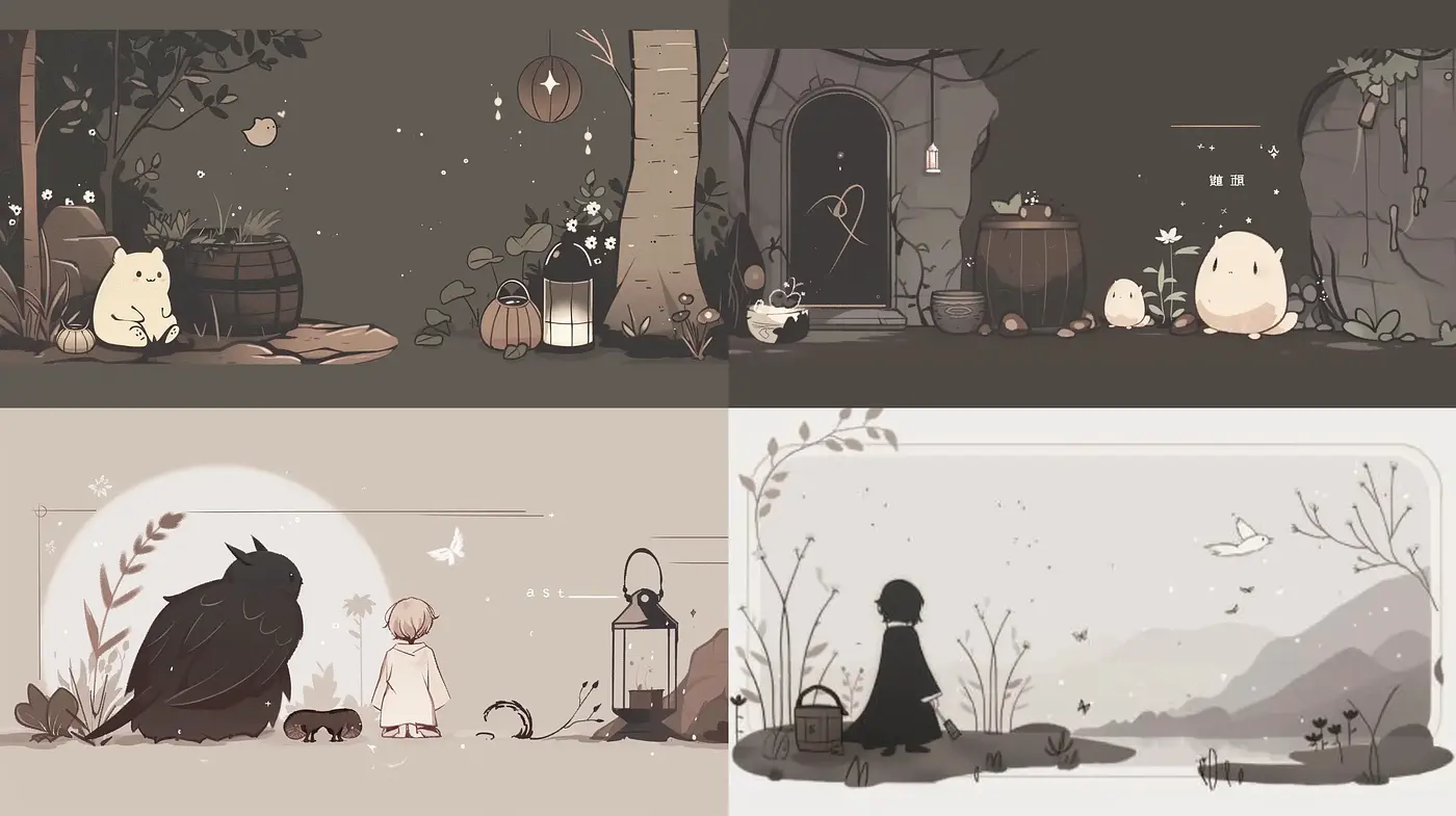 Soothing Sepia Vignettes Reflecting an Ethereal Illustrated World - Midjourney sref style