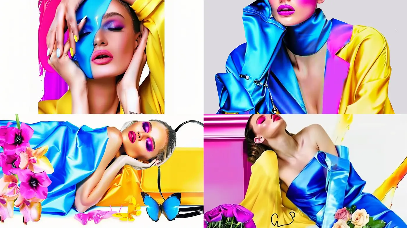 Saturated Elegance: A Fusion of Vivid Colors and Fluid Fashion in Digital Art - Midjourney sref style