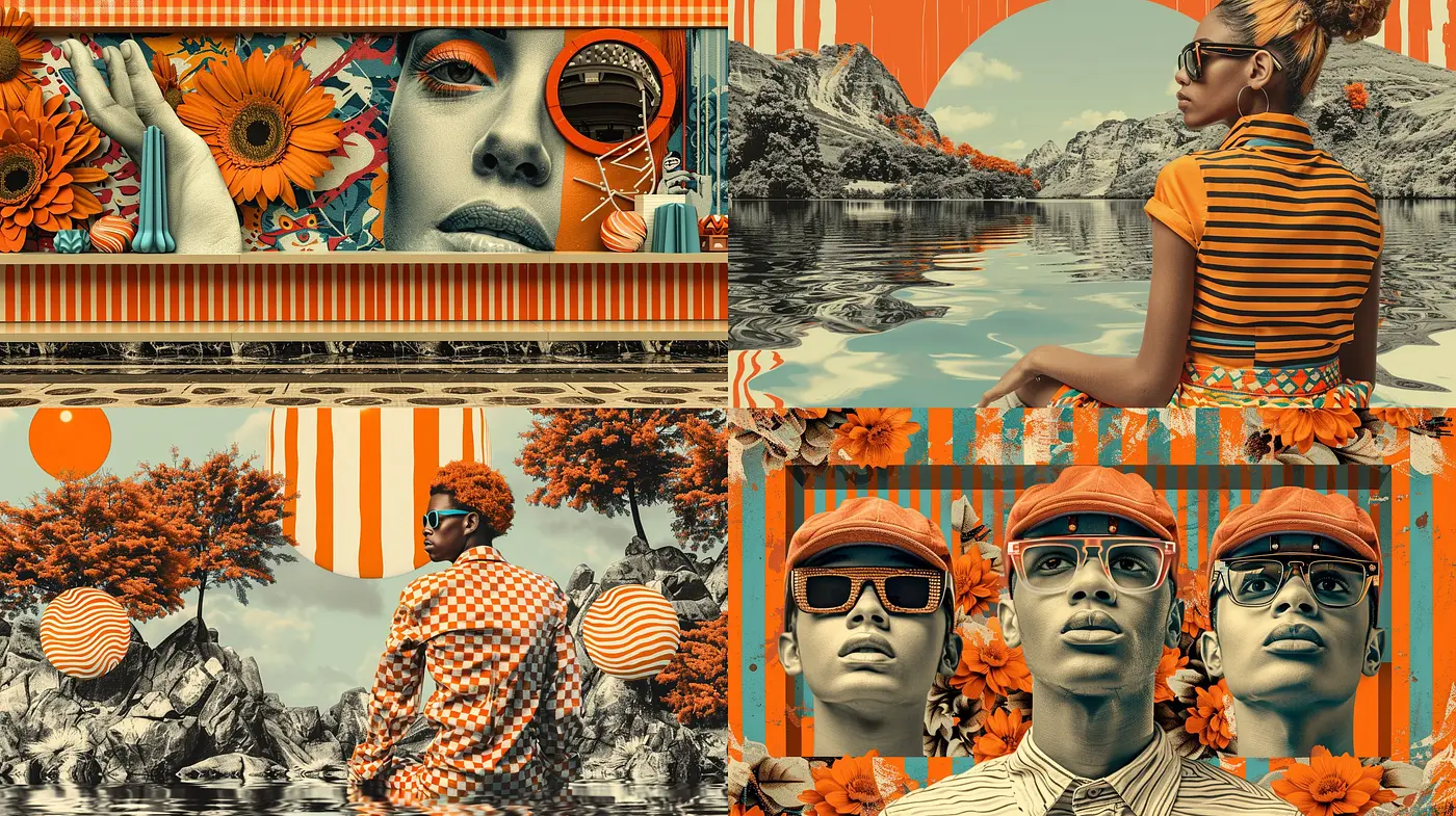Retrofuturistic Reverie: A Harmonious Blend of Vintage Patterns and Surreal Imagery - Midjourney sref style