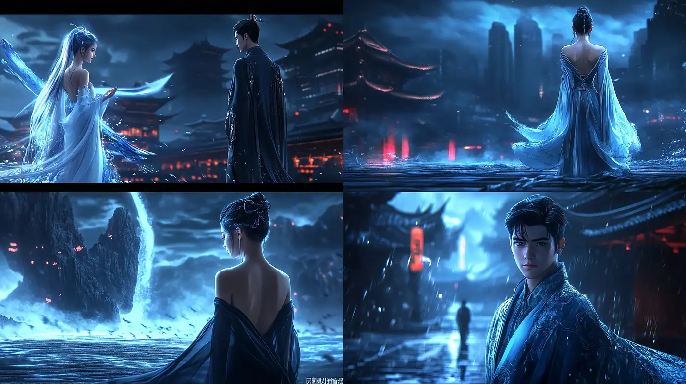 Ethereal Nocturne: Digital Artistry with a Cinematic Neon Glow - Midjourney sref style