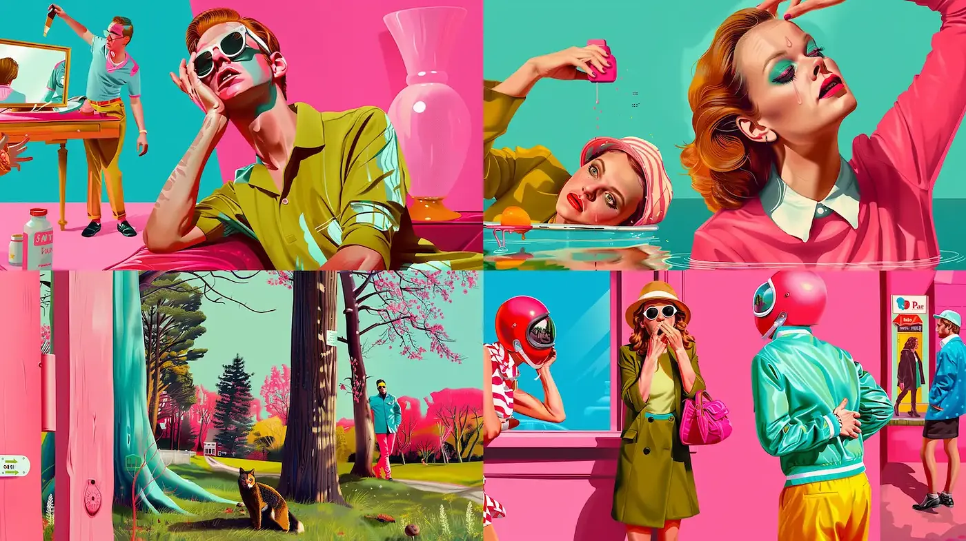 Vibrant Retro Pop Art with a Surreal Twist - Midjourney sref style