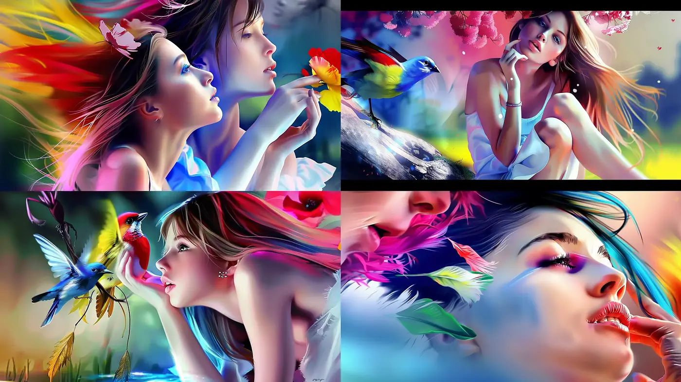 Surreal Dreamscapes with Vivid Colors and Ethereal Subjects - Midjourney sref style
