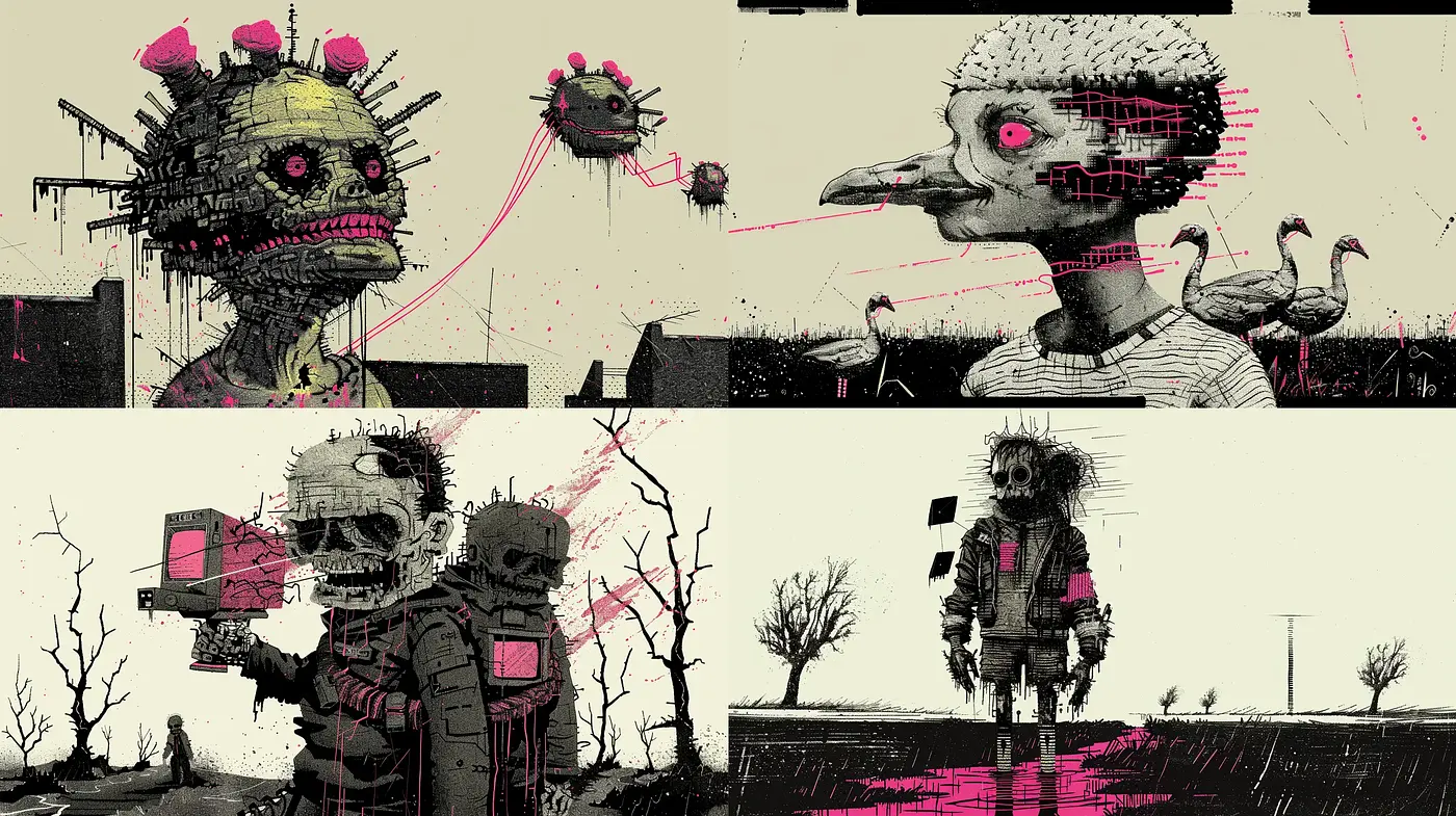 Dystopian Punk Aesthetic with a Graphic Novel Flair - Midjourney sref style