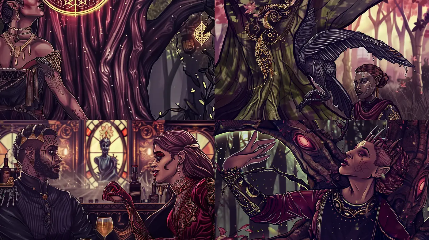 Enigmatic Elegance in Fantasy Gothic Illustration - Midjourney sref style