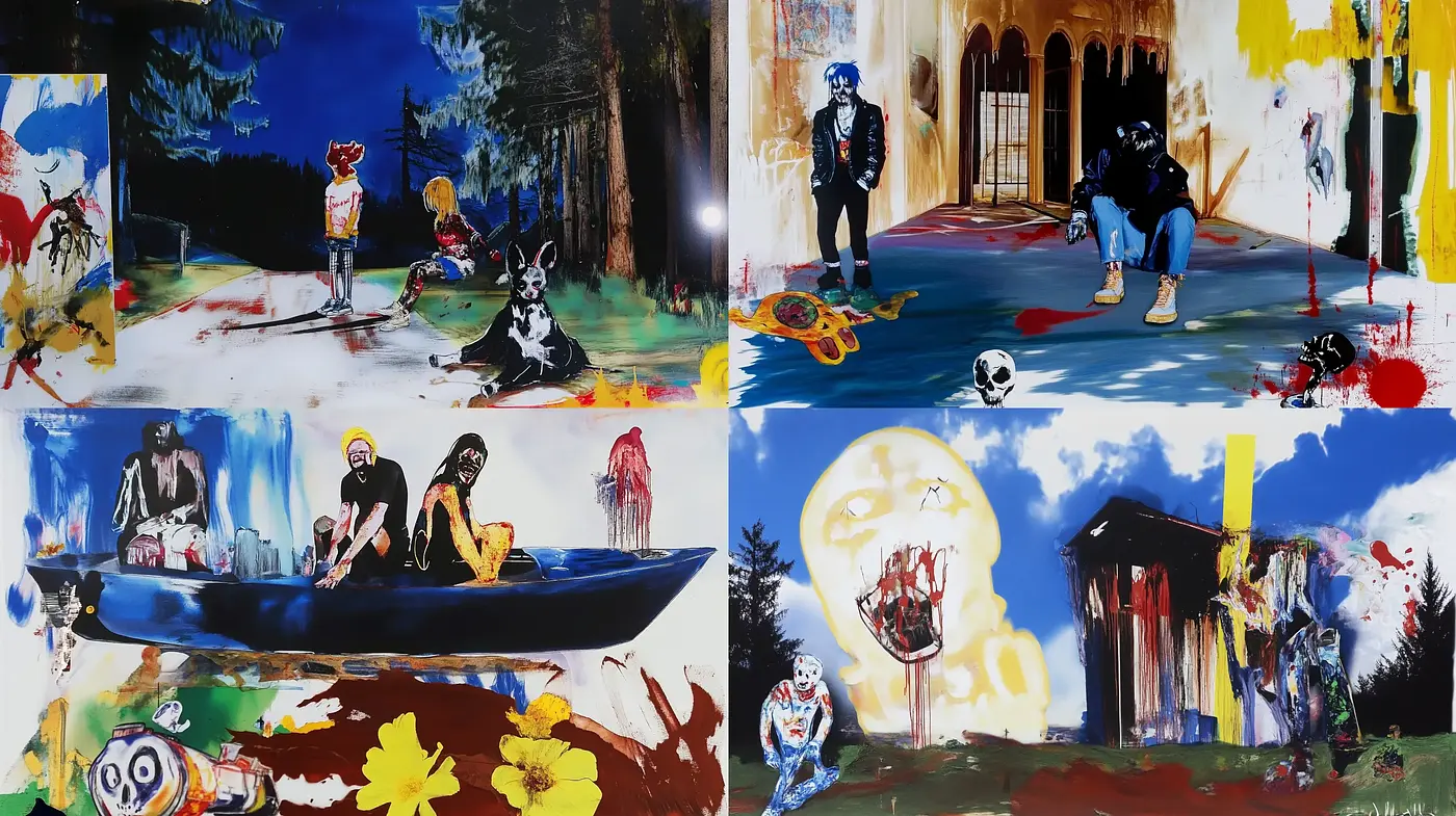 Abstract Expressionist Fusion with Surrealist Undertones - Midjourney sref style