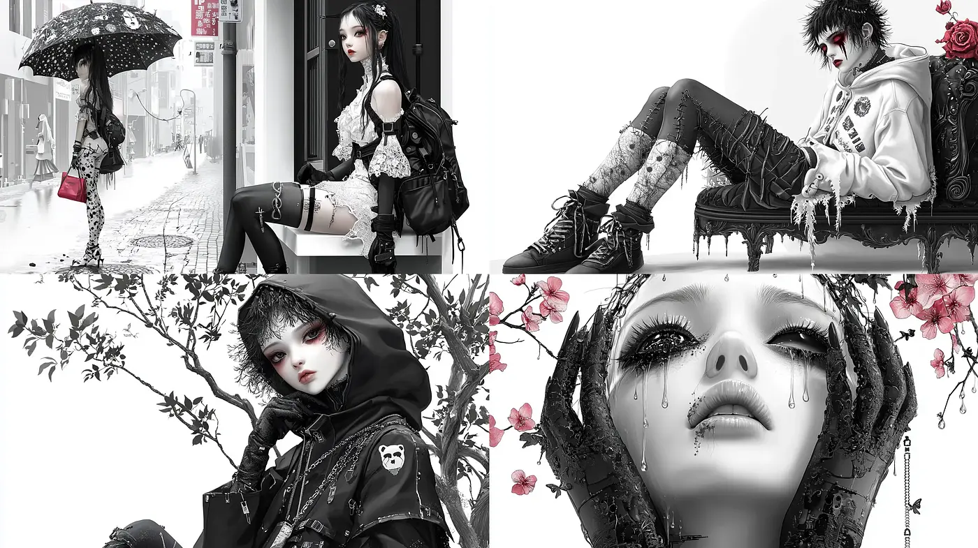 Monochromatic Elegy with Surreal Gothic Overtones - Midjourney sref style