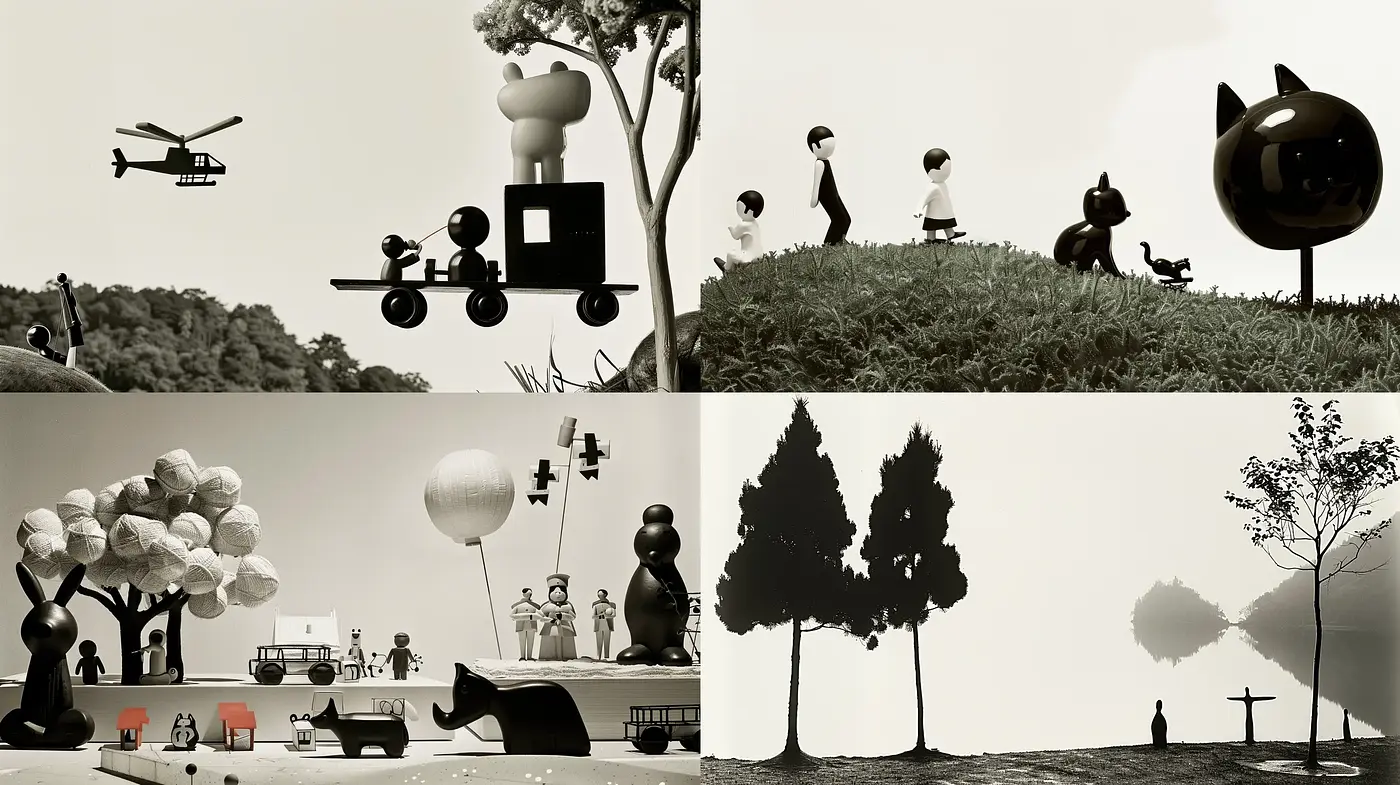 Monochrome Dreamscape of Surreal Silence - Midjourney sref style