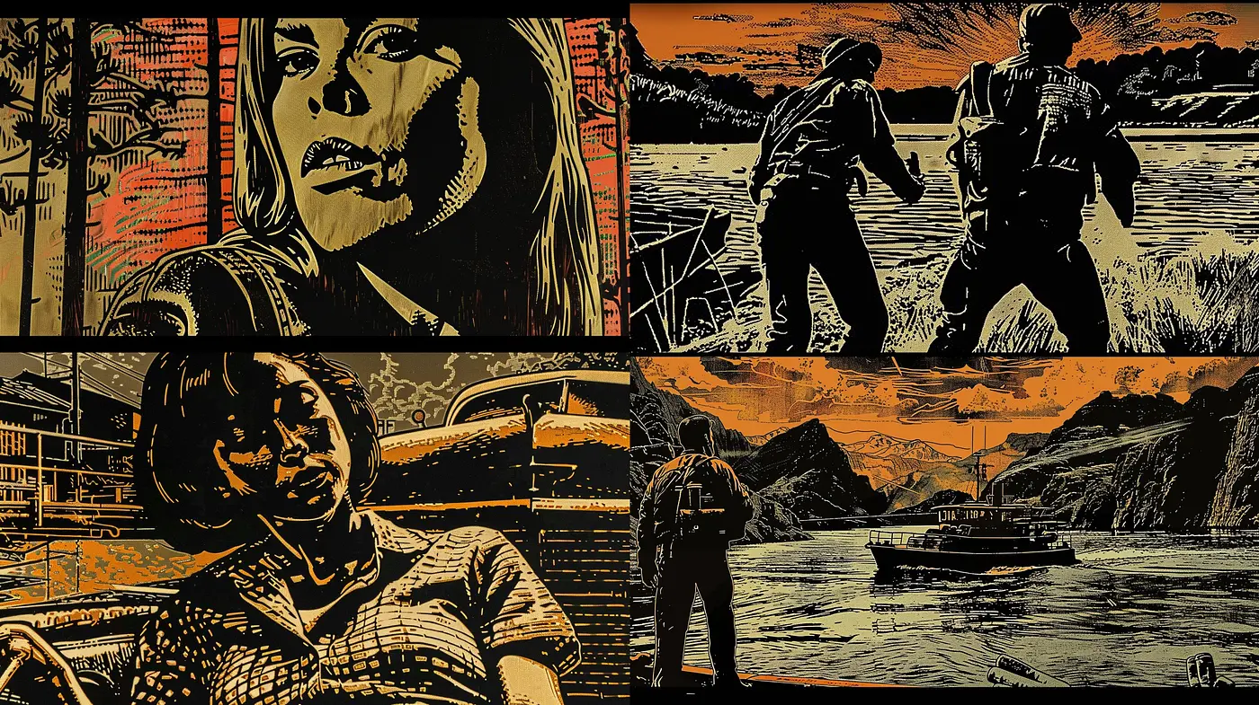 Stark Contrast and Bold Outlines: A Homage to Graphic Novel Artistry - Midjourney sref style