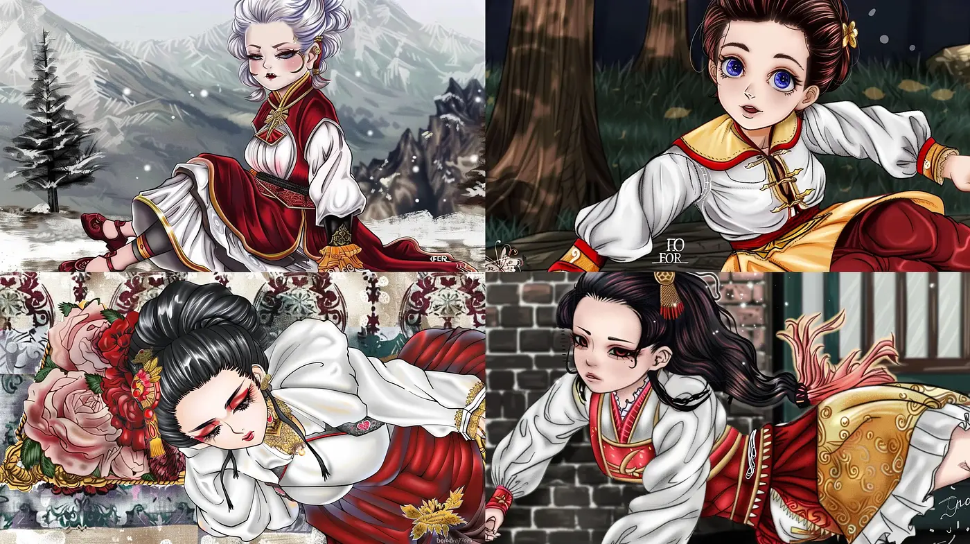 Elegant Traditional Elegance with Anime Influence - Midjourney sref style