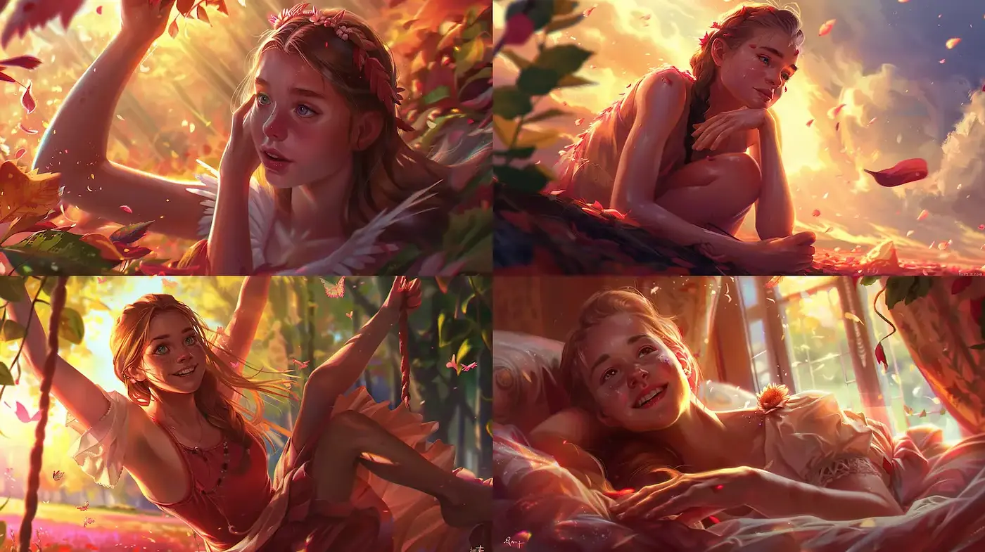 Warm and Ethereal Portraits Capturing Youthful Serenity - Midjourney sref style