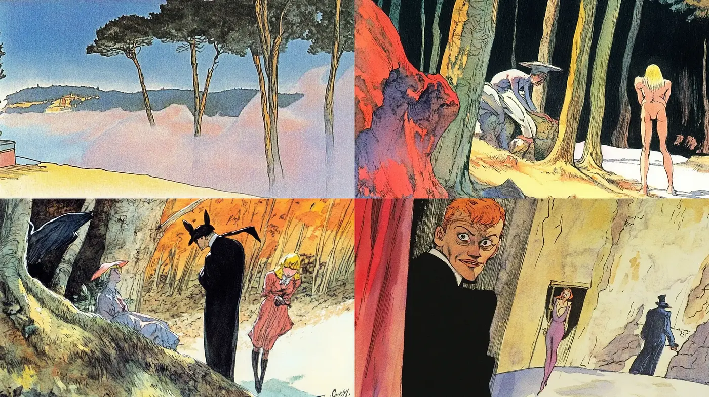 Ethereal Dreamscape with Subdued Watercolor Tones and Surrealist Touches - Midjourney sref style