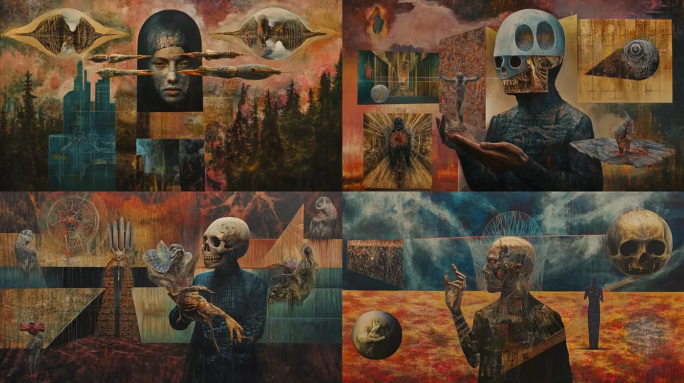 Surreal Visions of a Dystopian Fragmented Reality - Midjourney sref style