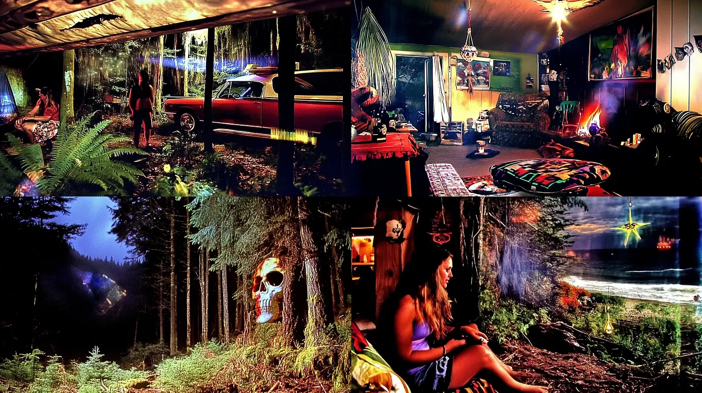 Nocturnal Hues of Tranquility in Cinematic Tableaus - Midjourney sref style