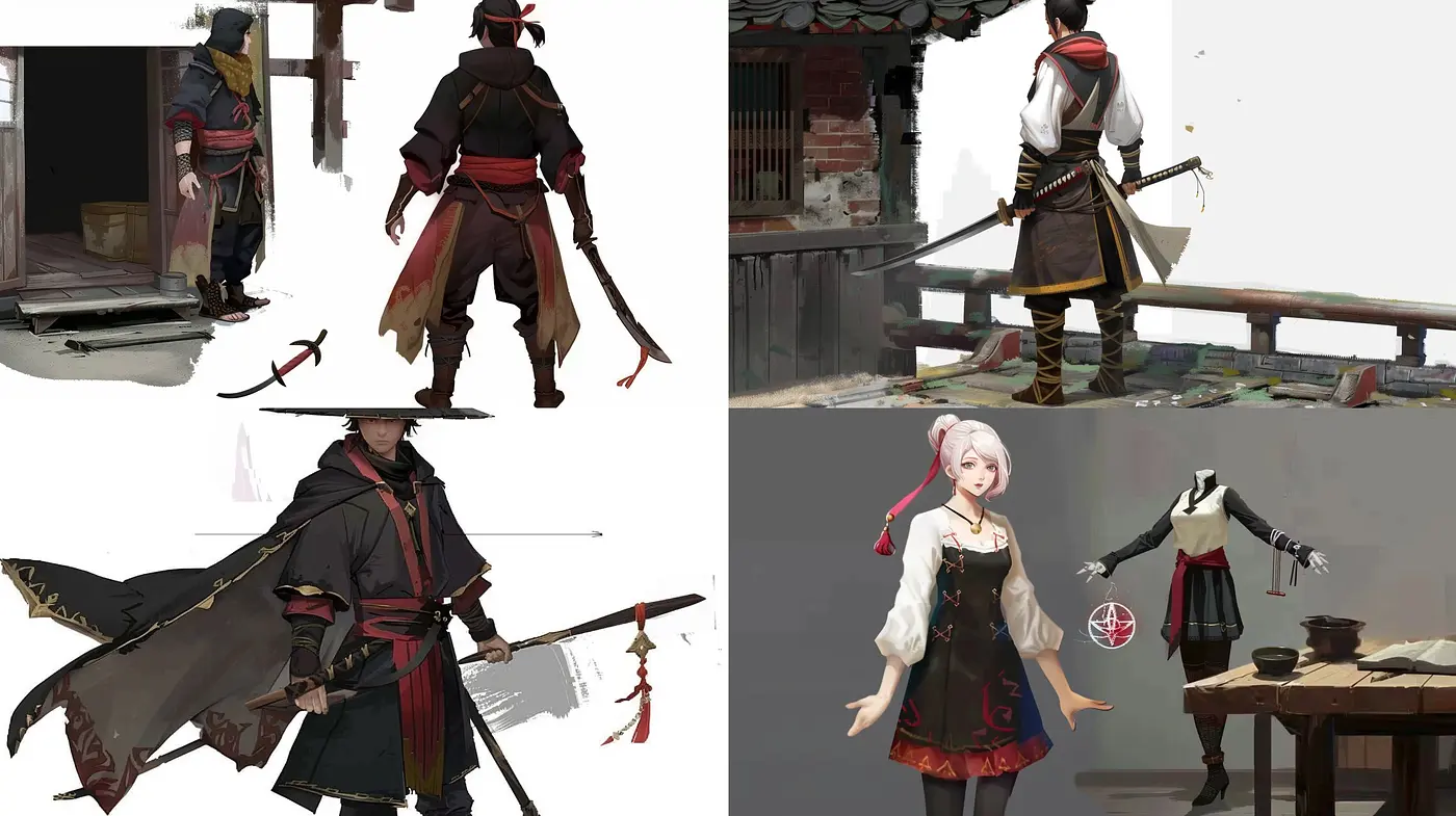 Mystical Wandering Warriors: A Melange of Eastern Fantasy and Digital Brushwork - Midjourney sref style