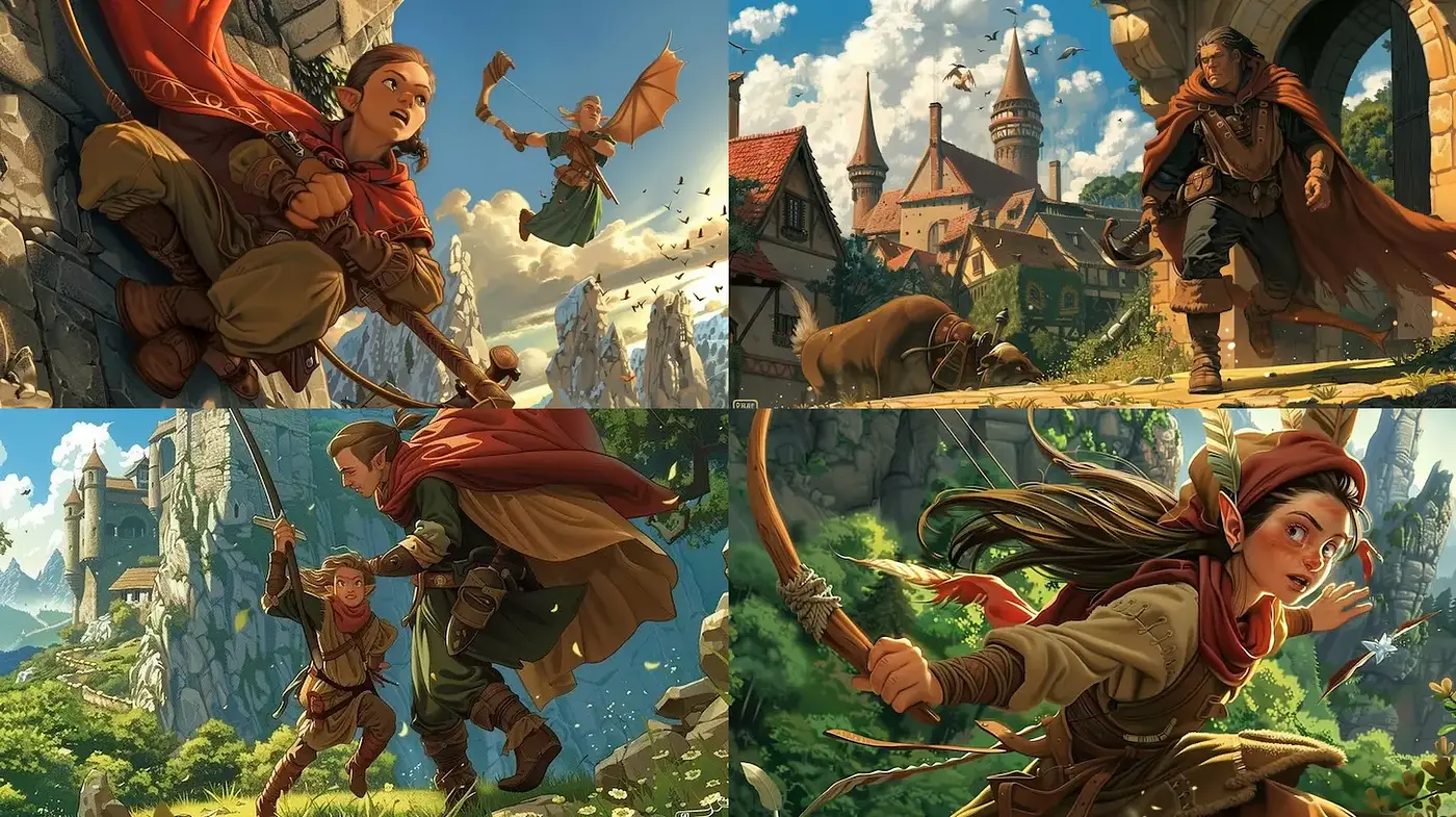 Whimsical Fantasy Adventure Illustration with Rich Details - Midjourney sref style