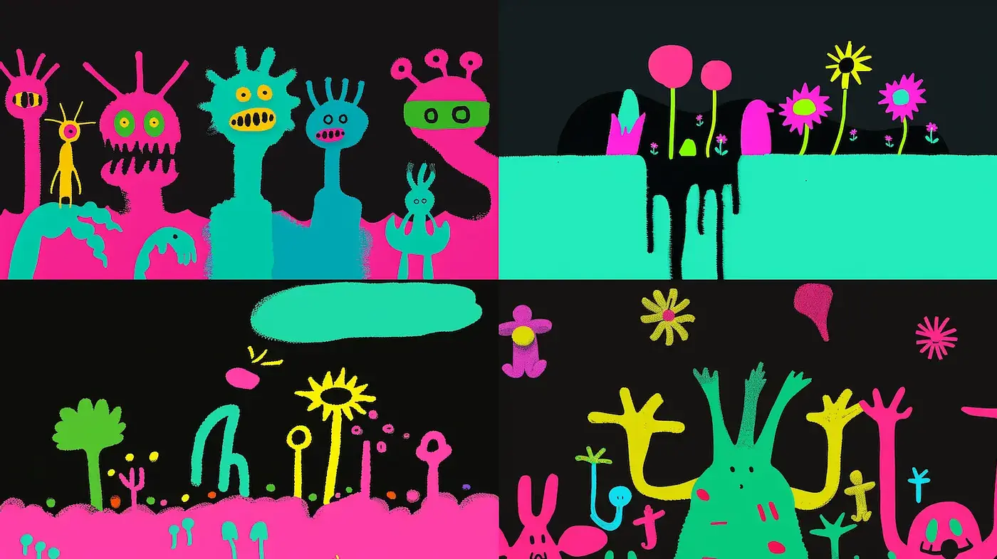 Playful and Bold Graphic Style with Whimsical Elements - Midjourney sref style