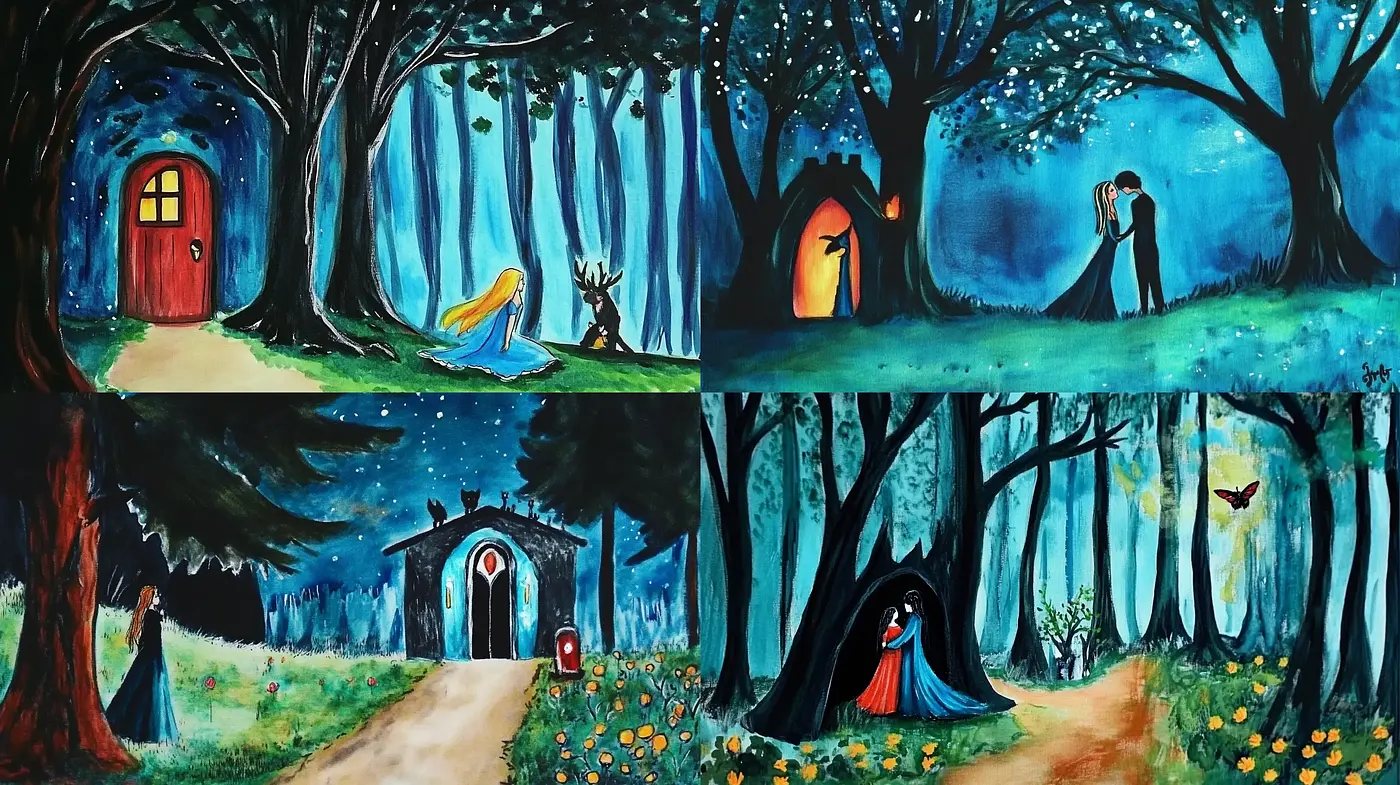 Enchanted Twilight Forests in Vivid Acrylics - Midjourney sref style