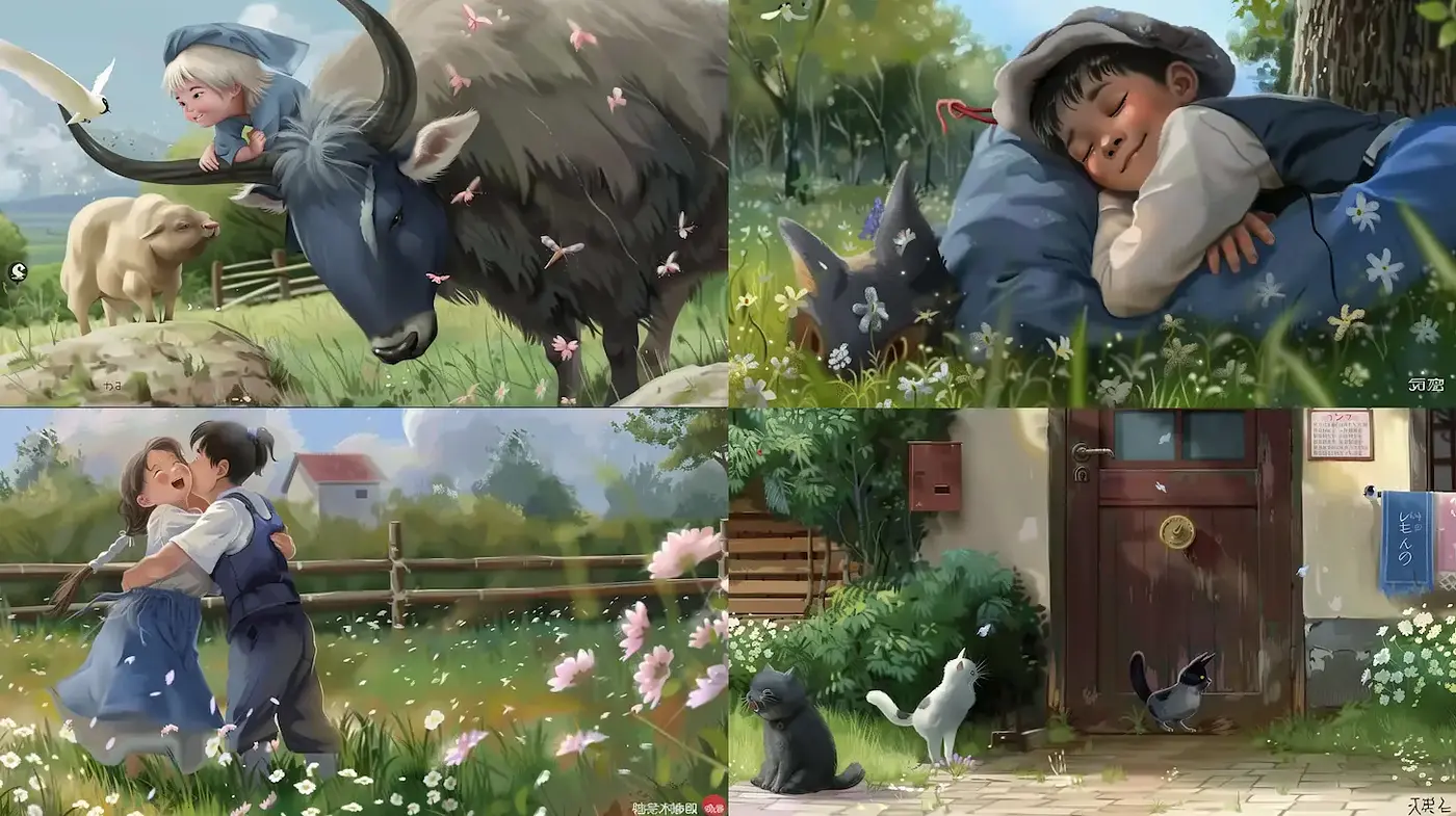 Charming pastoral scenes with whimsical and soft aesthetics - Midjourney sref style