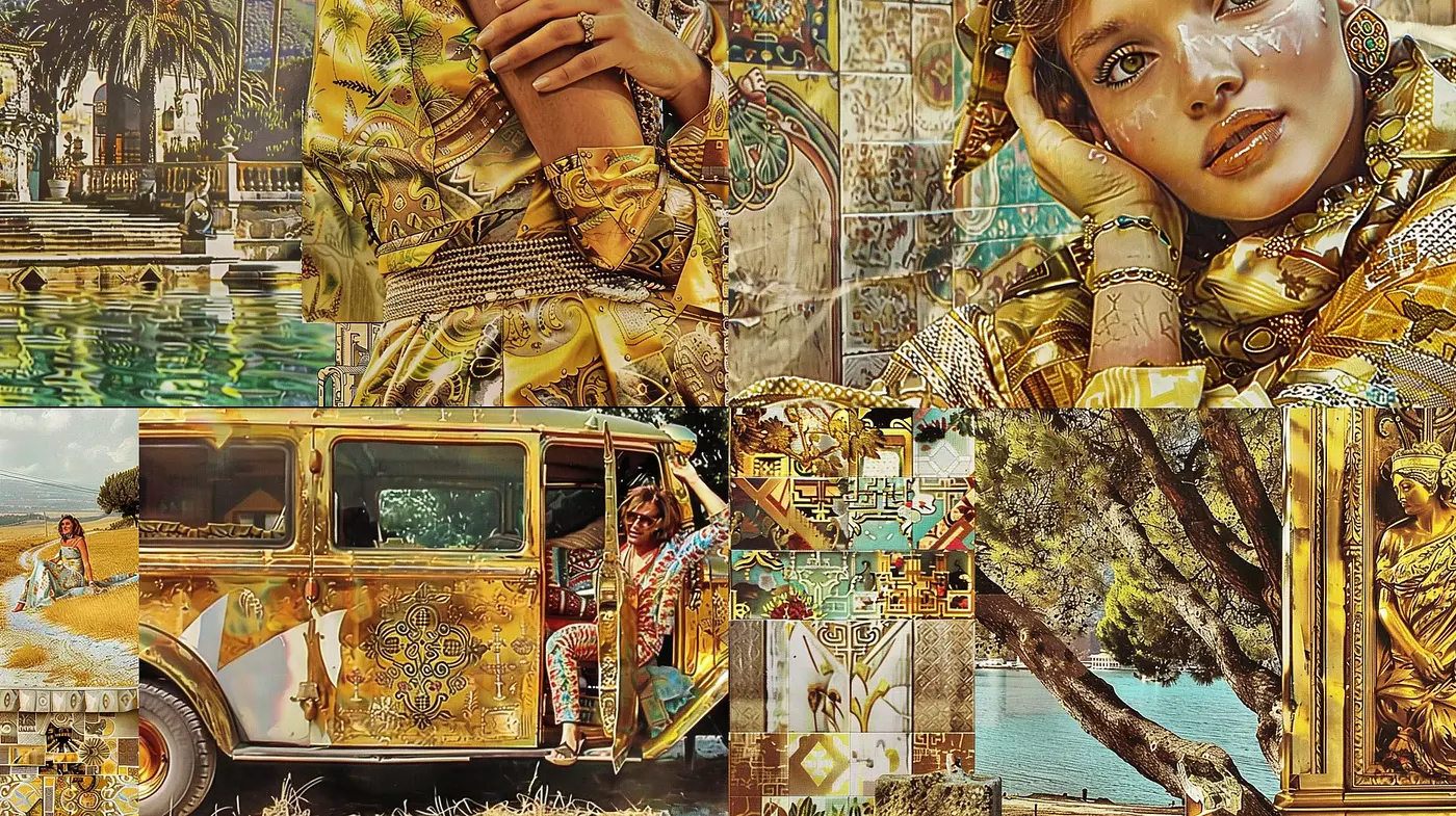 Golden Hues of Baroque Opulence and Tropical Elegance - Midjourney sref style