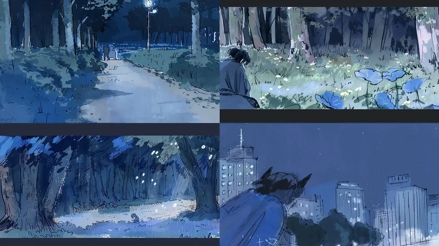 Ethereal Nightscapes with a Melancholic Undertone - Midjourney sref style