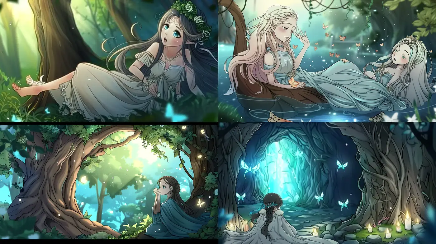 Enchanted Forest Whimsy: A Cohesive Dive into Ethereal Anime-Inspired Artistry - Midjourney sref style