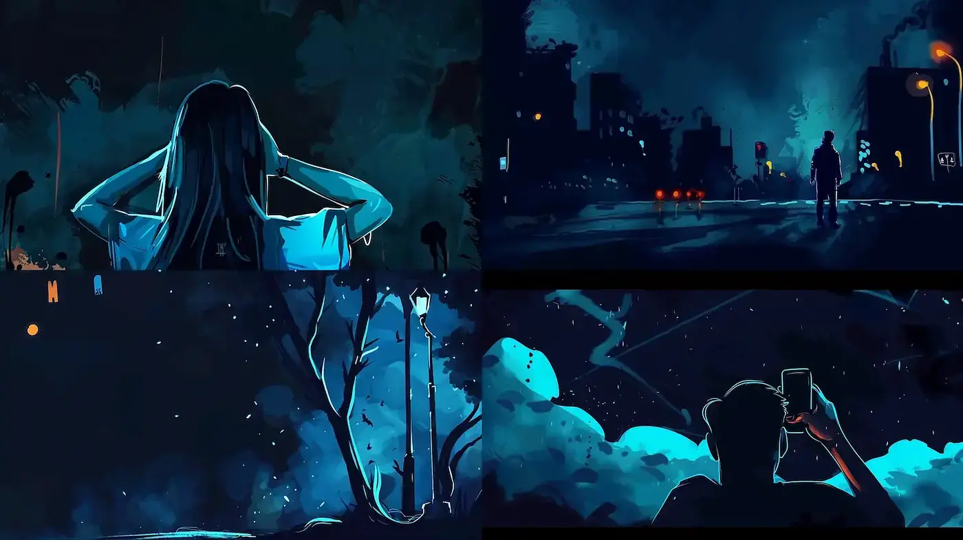 Moody Illustrations with a Cinematic Touch and Digital Aesthetic - Midjourney sref style