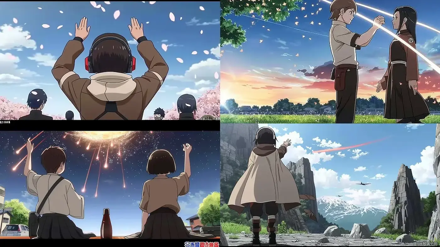 Anime-inspired narrative with a blend of emotional storytelling and vibrant landscapes - Midjourney sref style