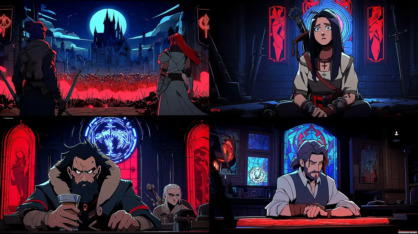 Stylized, Dark Fantasy Animation with Gothic Elements - Midjourney sref style