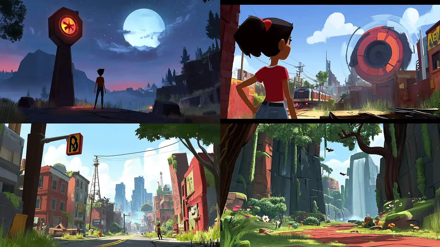 Lush and Vibrant Storybook Panorama - Midjourney sref style