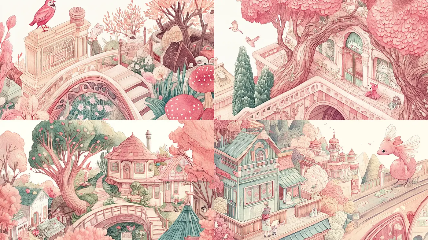 Enchanted Pastel Storybook Illustrations - Midjourney sref style