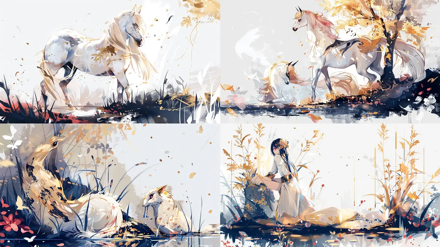 Ethereal Brushwork and Whimsical Autumn Hues: A Synchronous Dance of Color and Form - Midjourney sref style
