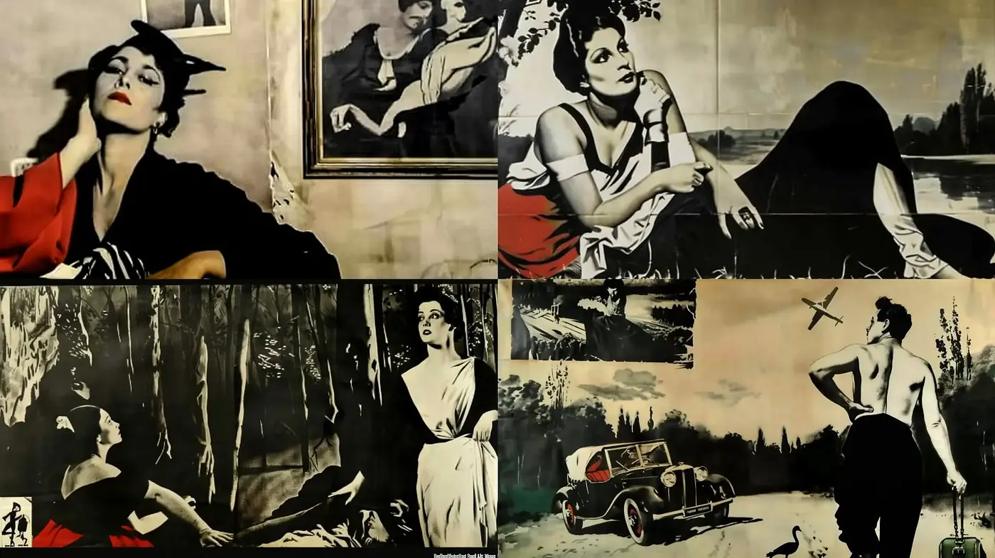 Monochromatic Nostalgia with a Cinematic Essence - Midjourney sref style