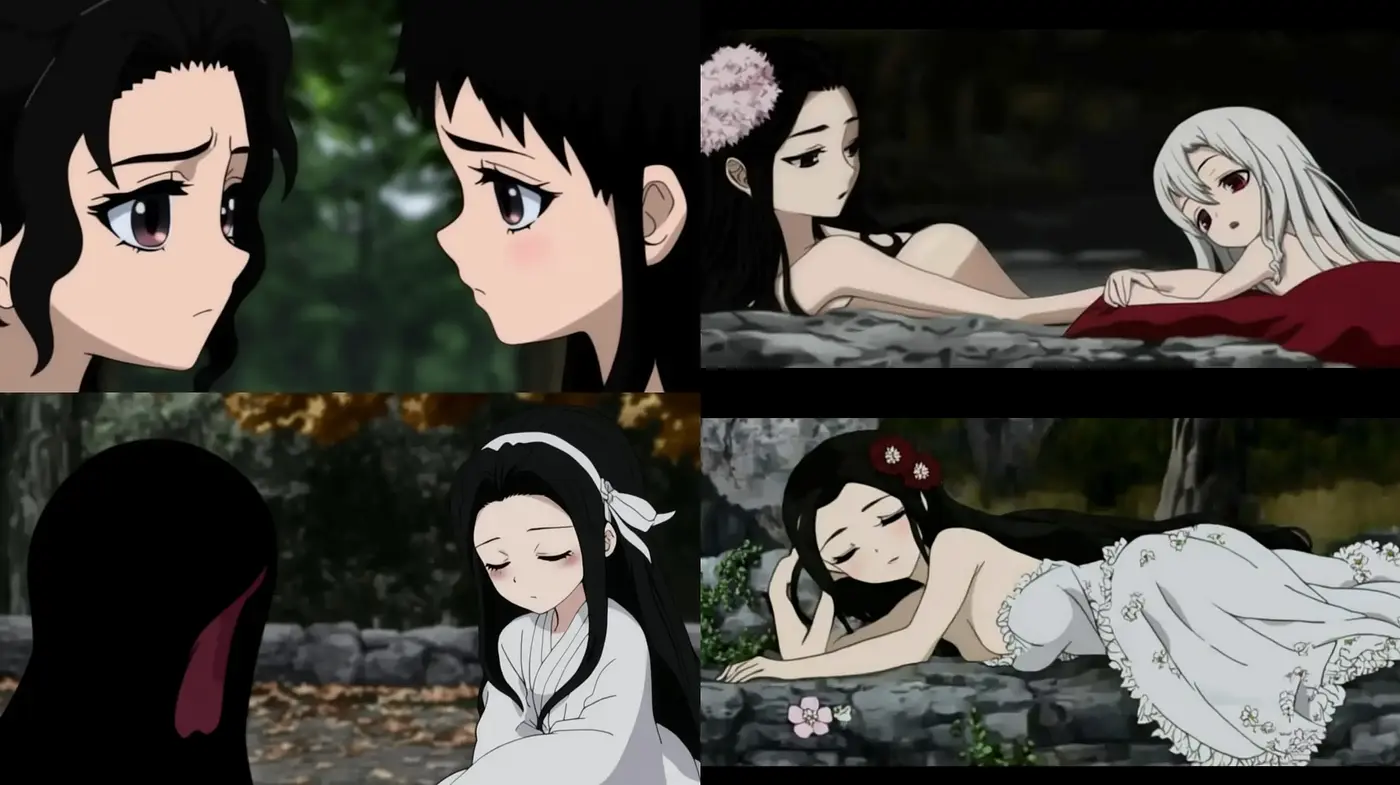 Ethereal Monochrome Anime Elegance with Floral Accents - Midjourney sref style
