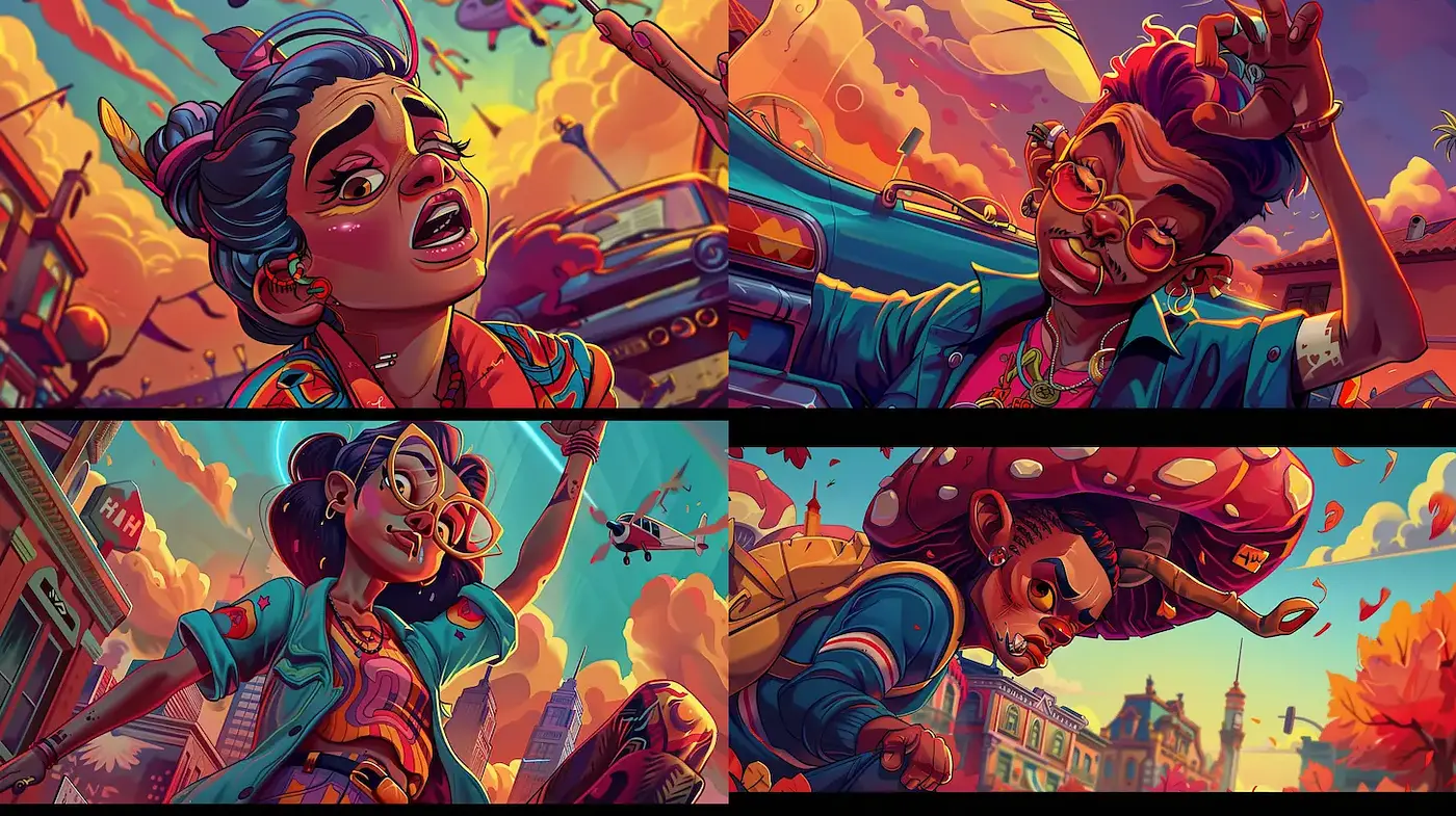Vibrant and Expressive Urban Fantasy Art Style - Midjourney sref style