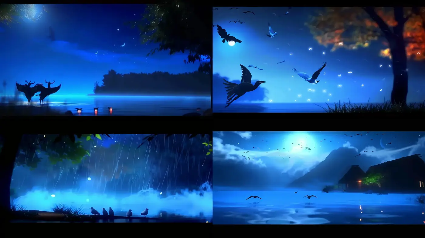 Twilight Tranquility: A Harmonious Blend of Nightfall and Nature - Midjourney sref style