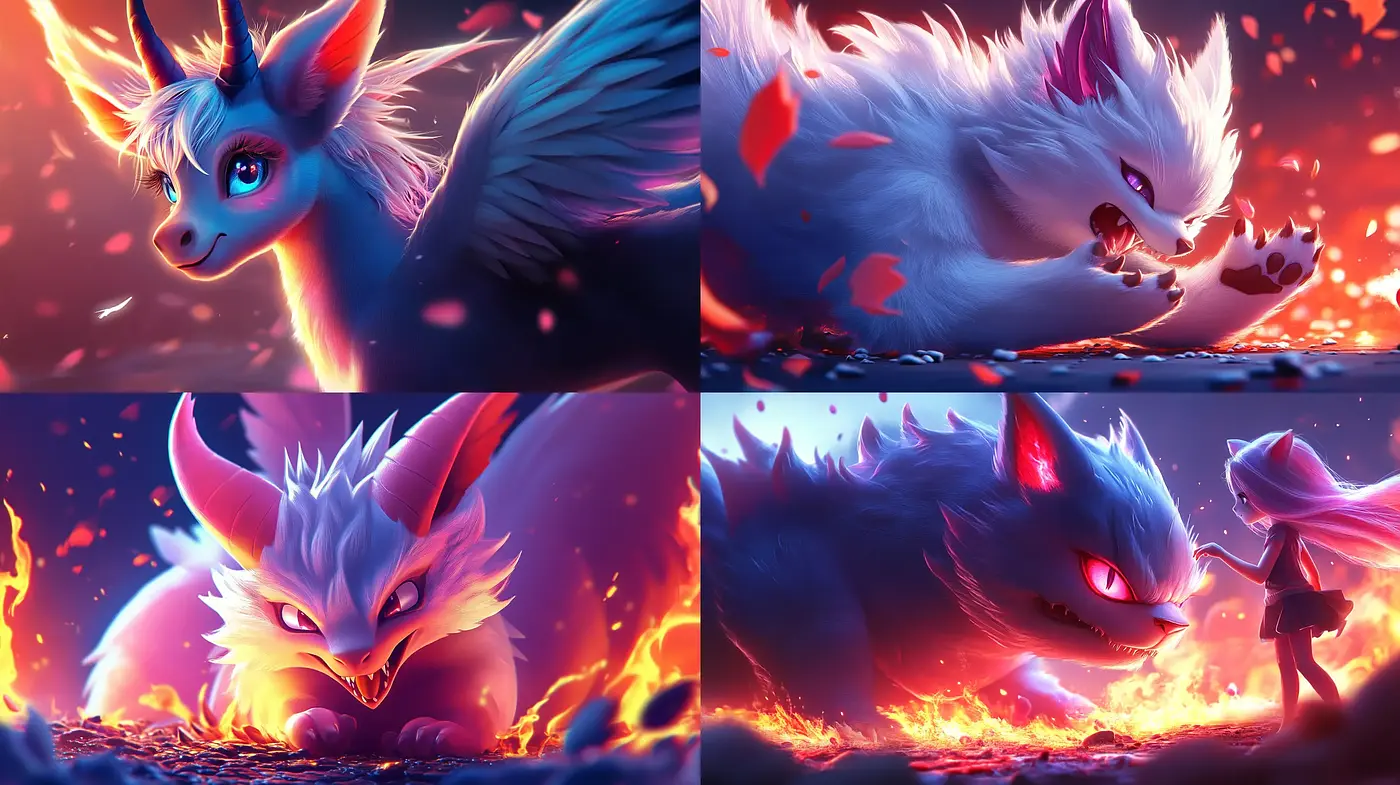 Fiery Twilight Fantasy: A Vivid and Dynamic Digital Art Spectacle - Midjourney sref style