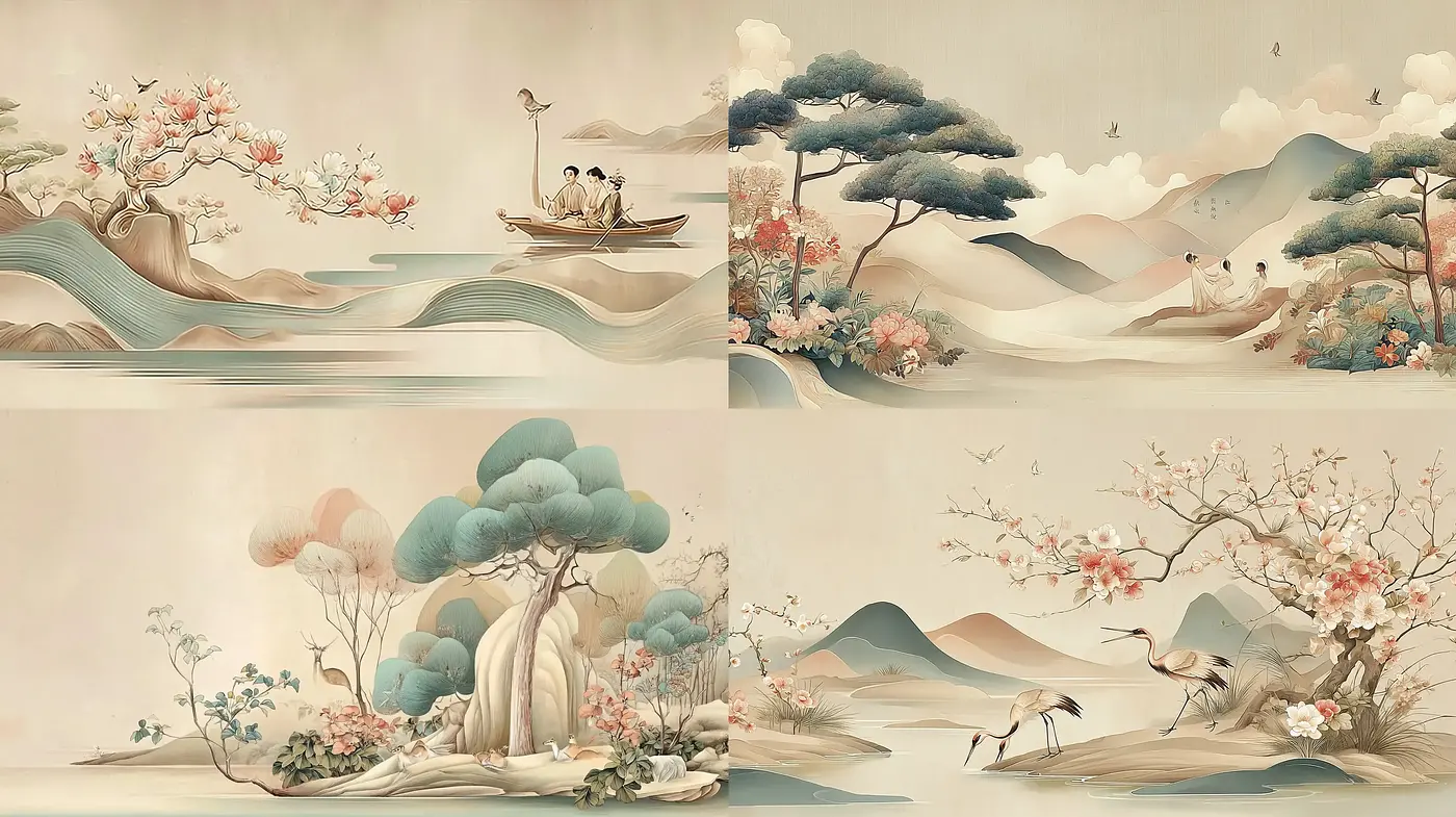 Harmonious and Serene Landscape Art with Subtle Elegance - Midjourney sref style