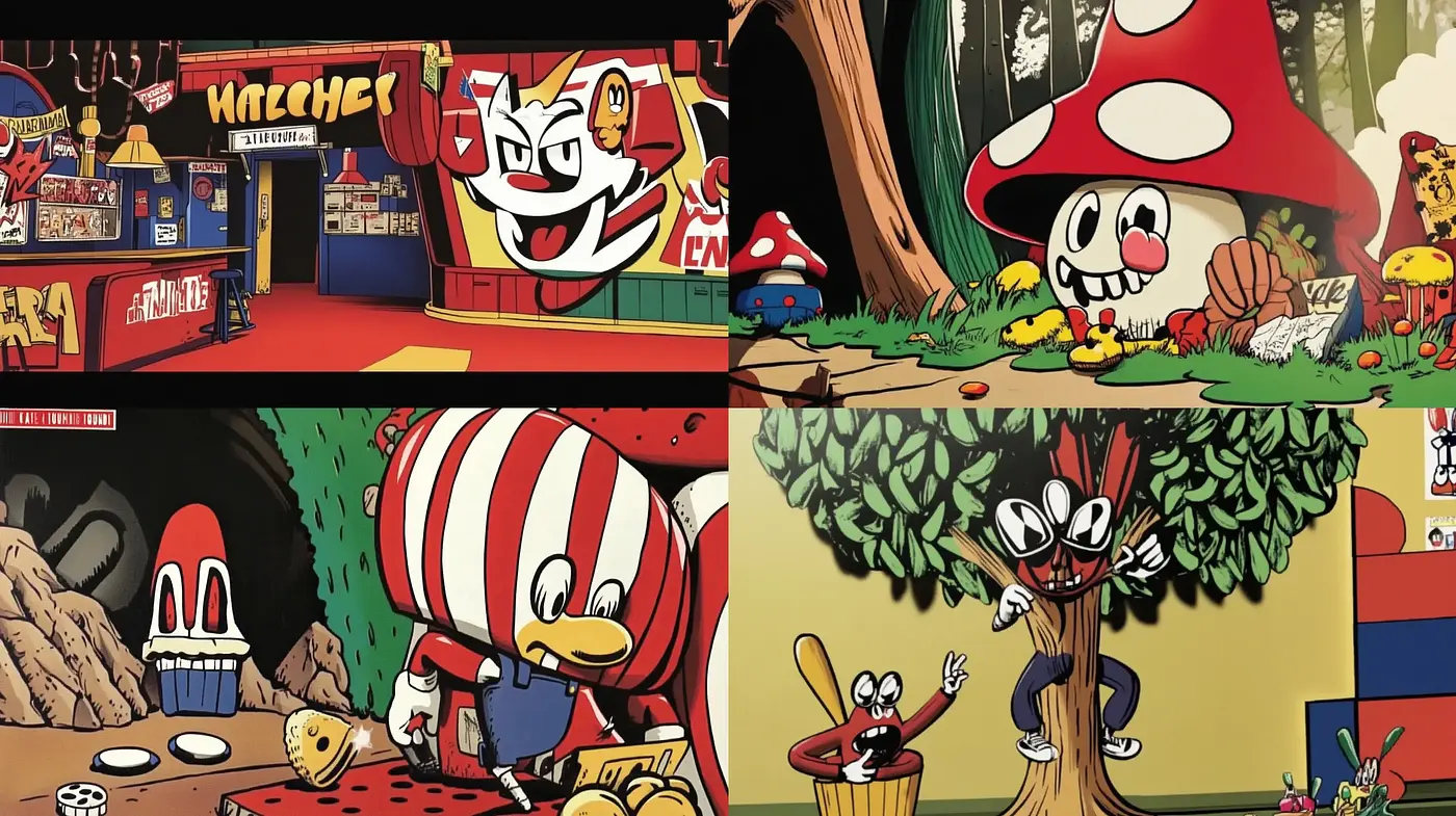 Animated Nostalgia with a Retro Comic Influence - Midjourney sref style
