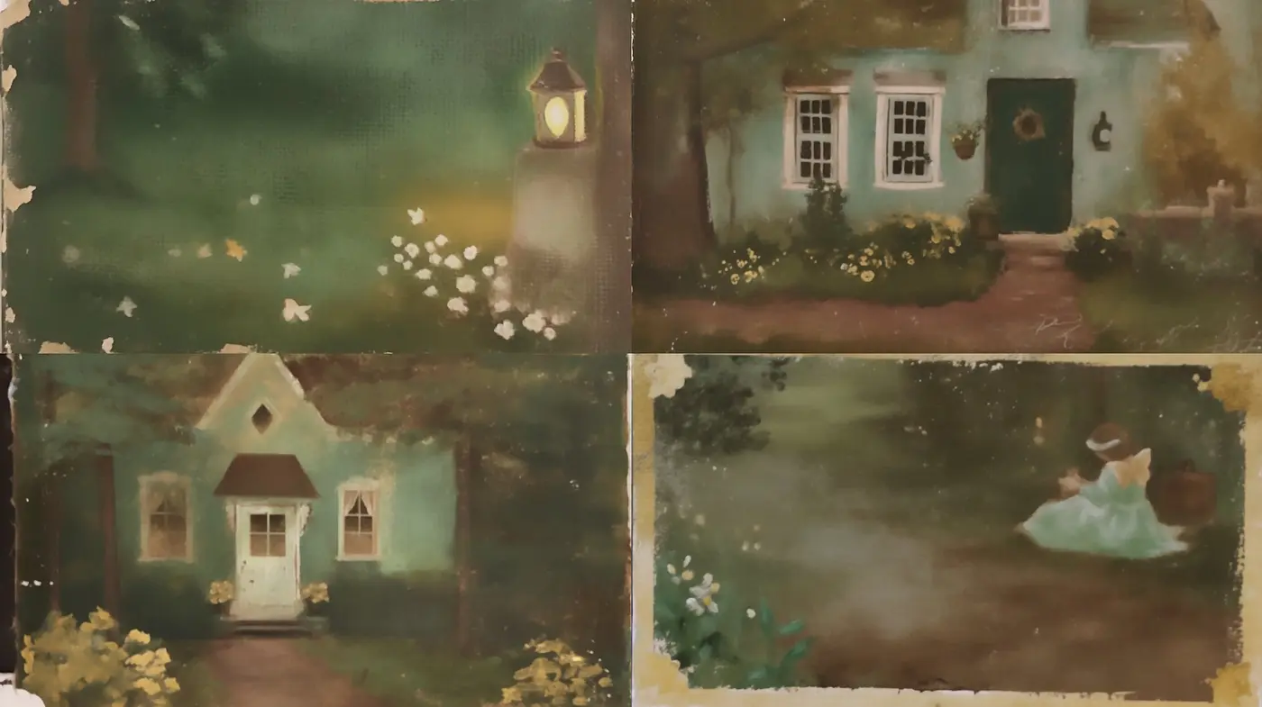 Whimsical Twilight Hues: A Fusion of Rustic Charm and Dreamy Pastels - Midjourney sref style