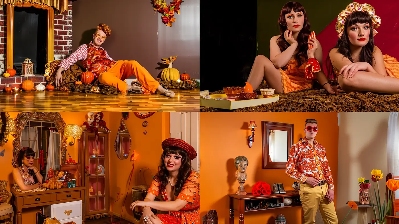 Warm Hues and Retro Ambience Digital Illustration Collection - Midjourney sref style