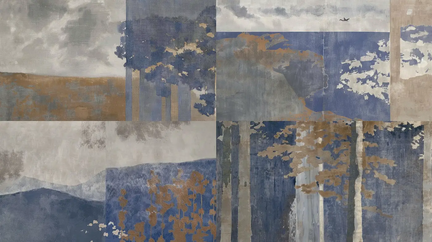 Abstract Textural Fusion with Subdued Earthy Tones - Midjourney sref style