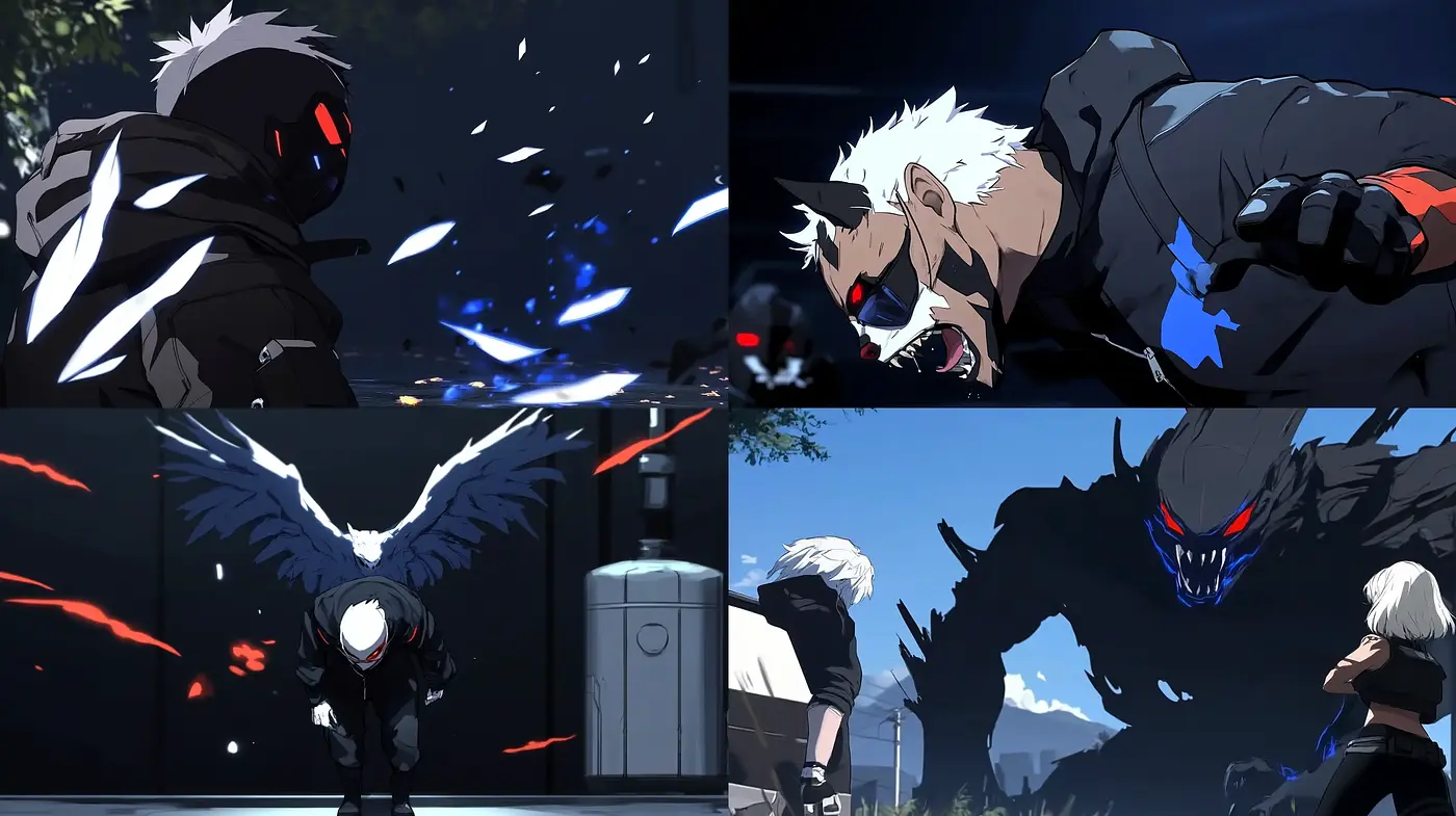 Dynamic Anime-Inspired Visuals with a Dark and Energetic Aesthetic - Midjourney sref style