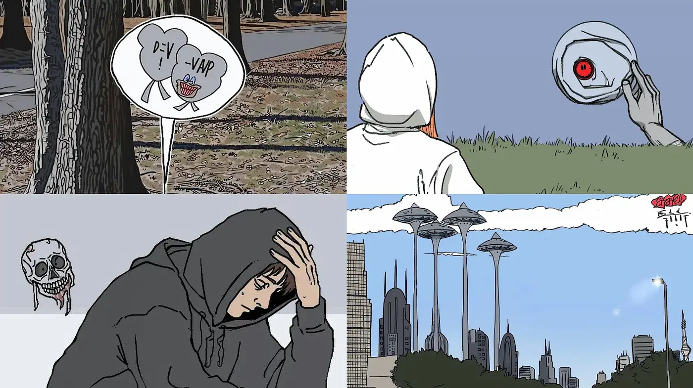 Contemporary Urban Illustration with a Touch of Surrealism - Midjourney sref style